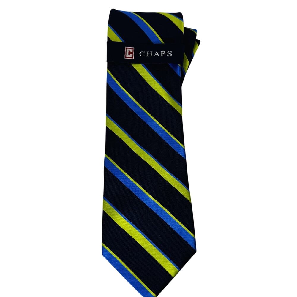 New Chaps Ralph Lauren Diagonal Striped Repp Tie 3.5 x 59 Preppy Classic NWT